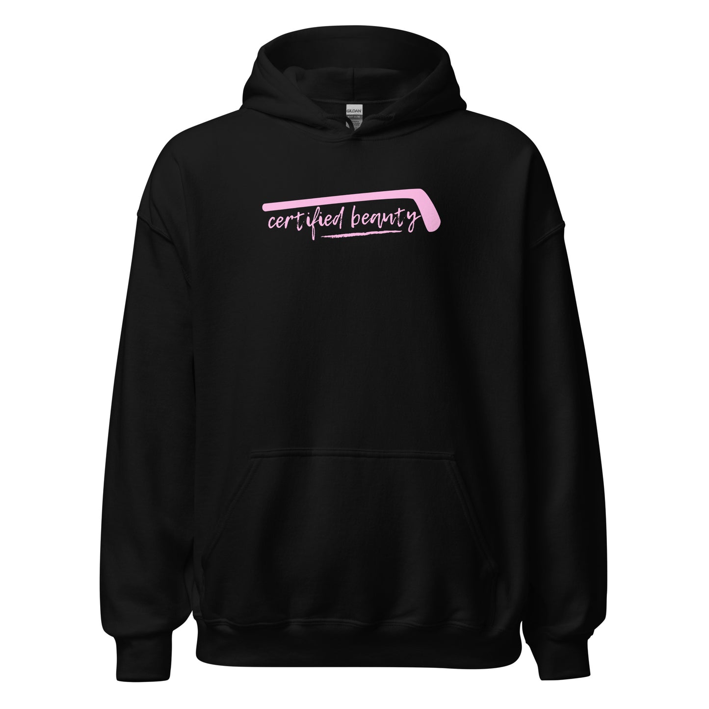 "Certified Beauty" PINK FONT Hockey Hoodie