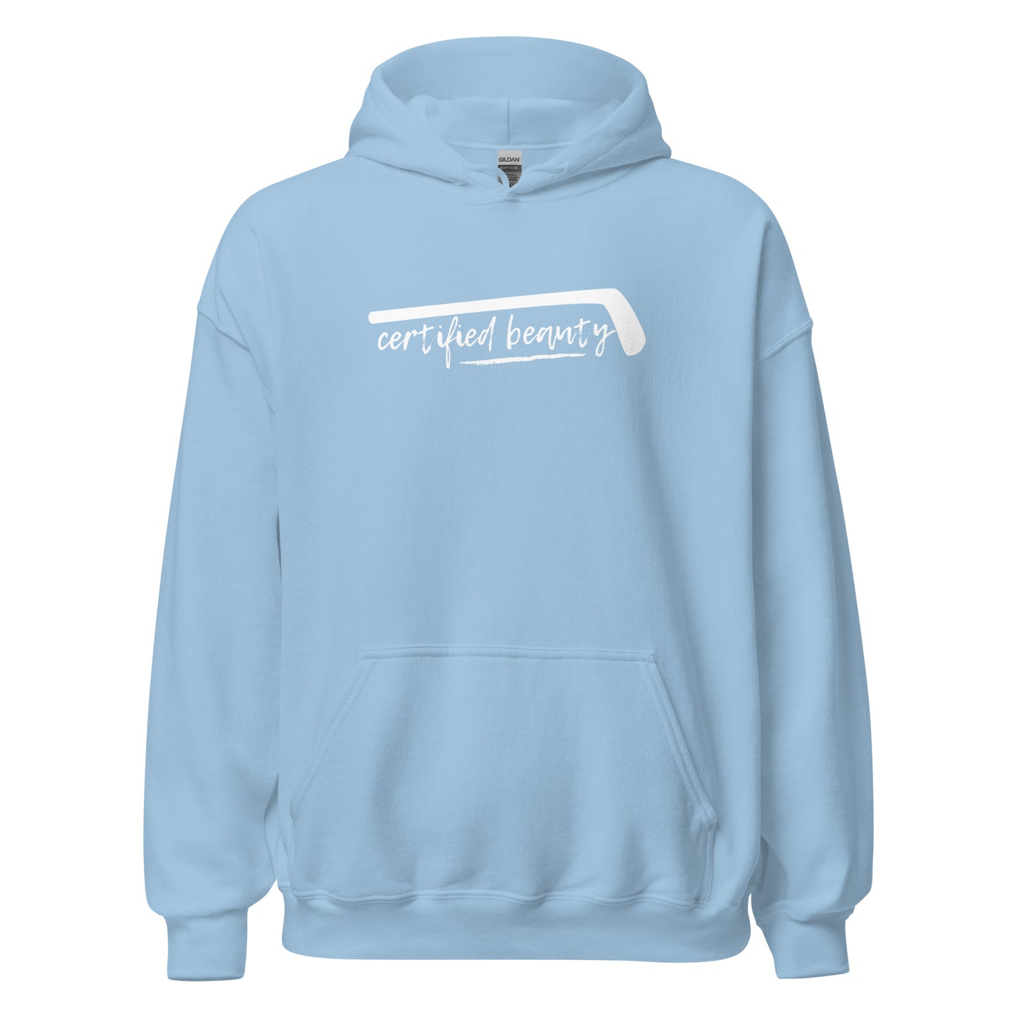 "Certified Beauty" WHITE FONT Hockey Hoodie