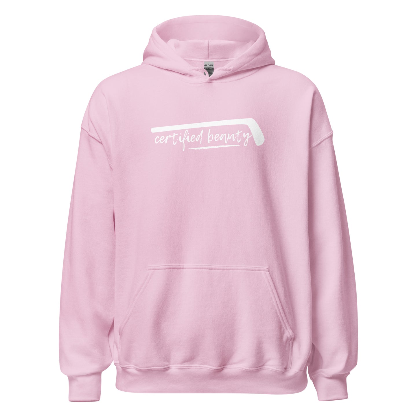 "Certified Beauty" WHITE FONT Hockey Hoodie