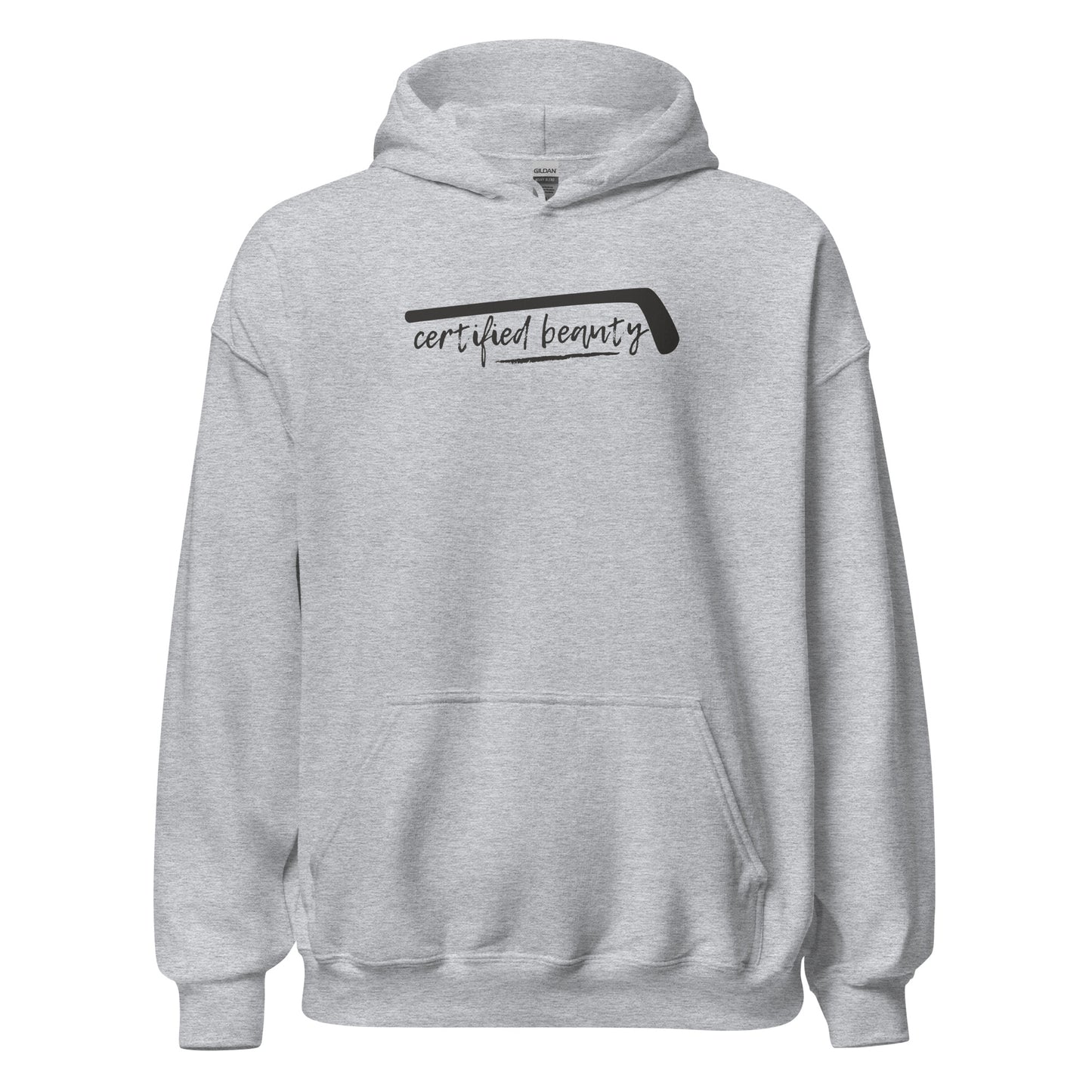 "Certified Beauty" GRAY FONT Hockey Hoodie