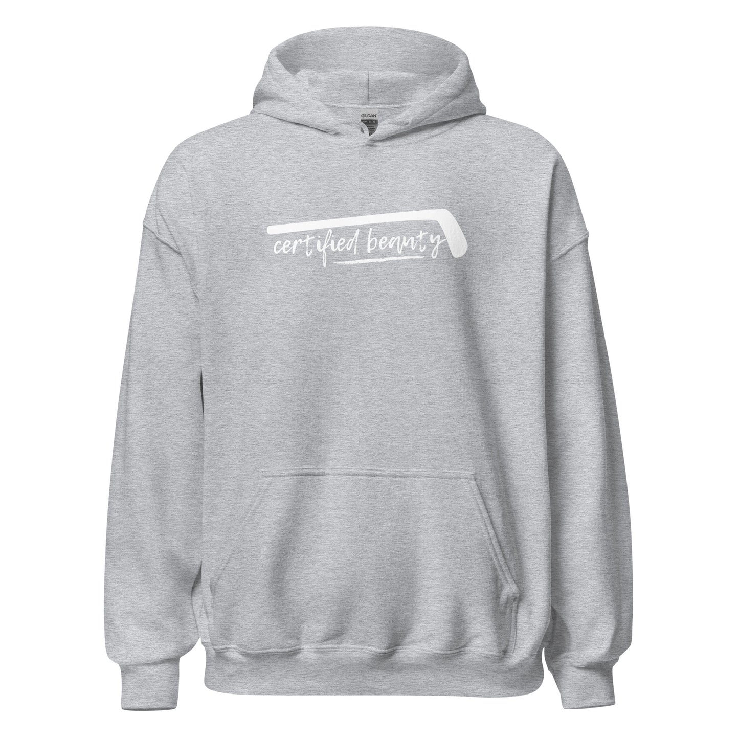 "Certified Beauty" WHITE FONT Hockey Hoodie